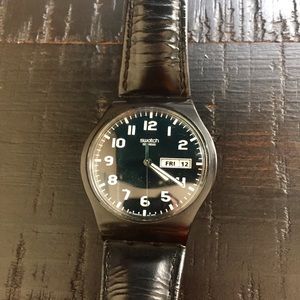 Swatch - black men’s watch - leather strap